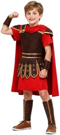 Frekuyrt Kids Warrior Costume Boys Roman Soldier Gladiator Costume Medieval Knight Costume for Halloween Party Dress Up, Size M