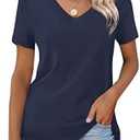 DittyandVibe Womens Shirts V Neck T-Shirts Casual Short/Long Sleeve Tops Blouse XL