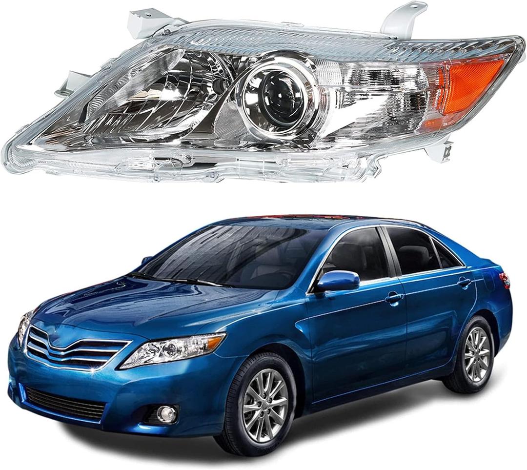 Munirater 81150-06520 Left Front Chrome Projector Headlight Light Lamp Driver Side Replacement for Camry 4-Door Sedan 2010 2011