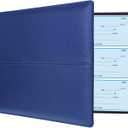 Antner 7 Ring Business Checkbook Binder for Business Checks, 600 Checks Capacity, PU Leather Check Book Binder Cover with Zipper Pouch, Executive Organizer Portfolio Holder for 9x13 Sheets, Navy Blue
