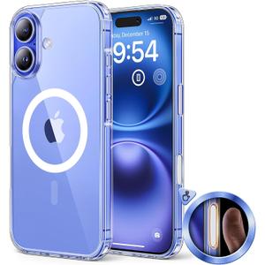 TAURI for iPhone 16 Case with Camera Control Button, Compatible with MagSafe [Anti-Yellowing], Military-Grade Protection, Slim Shockproof Magnetic Phone Case for iPhone 16 6.1", Clear