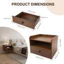 Floating Nightstand Set of 2, Wall Mounted Bedside Tables with Drawer, Open Shelf and Raised Edges, 15.8 Inch Wide, Engineered Wood, Rustic Walnut Finish