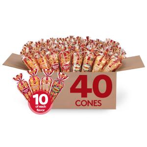 Popcornopolis Gourmet Popcorn Mini Cones Variety Pack  10 Each of Zebra, Cheddar Cheese, Caramel & Kettle Corn Popcorn, Great for Gifting, Parties & Snacks, (40-Count Case)