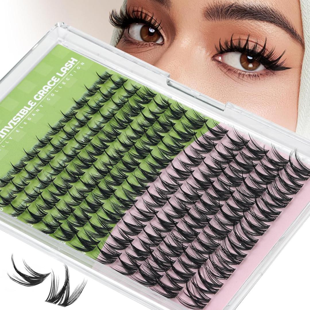 KEYYOU Fairy Chispa Lash Clusters Eyelash Extension D Curl 120Pcs Eyelash Extension Wispy Natural Invisible Band Lash with Waterproof DIY Lash at Home(Fairy Chispa-D-8-18MIX