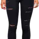 Women's High Waisted Jeans for Women Distressed Stretch Jeans for Women Ripped Butt Lift Jeans Denim Pants (Size 8, Black)