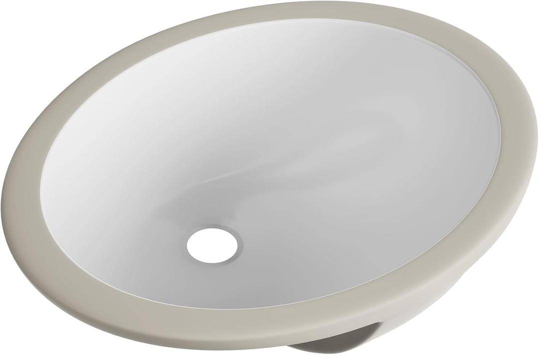 Undermount Bathroom Sink Oval, 14.75 x 11.5 (Interior Size) Oval Porcelain Ceramic Undermount Bathroom Vanity Vessel Sink with Overflow, White