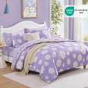 AMBERSPACE Full Size Comforter Sets for Girls, Purple Daisy Kids Bedding Set Reversible with Cute Floral, All Season Bed in a Bag 7 Pieces with Sheets, Pillowcases & Shams