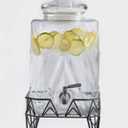 Glacial Ice Design Glass Beverage Dispenser with SS Spigot and Stand - 2.5 Gal