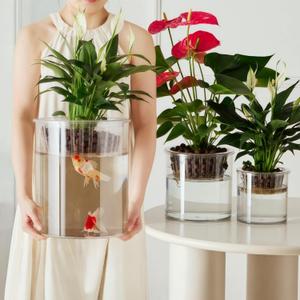 3 Plastic Fish Bowls Vase, Extra Large Unbreakable Cylinder Flower Vases for Home Decor Centerpieces Hydroponic Plant Flower Shop Decorative (D 9.8" -D7.9 -D D6)