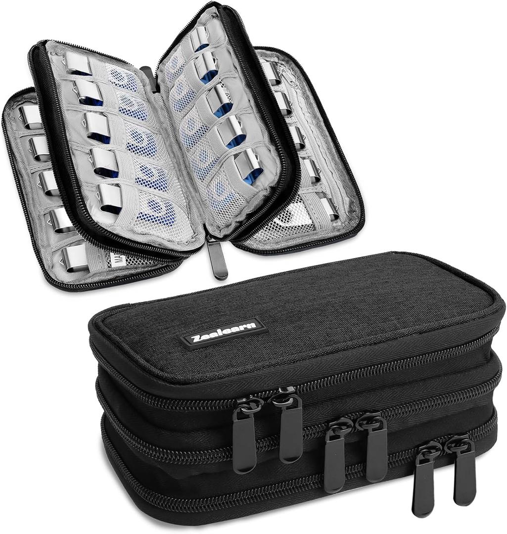 USB Flash Drive Case with Labels, Gifts for Men, USBs Case Organizer Holds 30 Pcs, USBs Storage Cases, USB Sticks Holder, Thumb Drive Cases, Fits for Samsung/Sandisk/Jump Drive, etc, Black