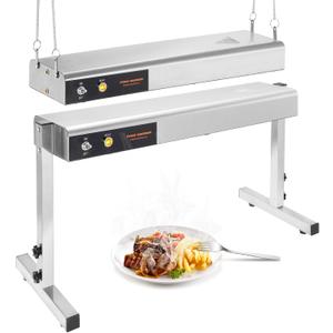 24 Inch Food Heat Lamp Strip Commercial Food Heating Warmer Lights Hanging Overhead Stainless Steel with Cord for Food Restaurant Buffet Catering Kitchen 750W/110V