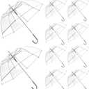 GEWURIZXY 20 Pcs Wedding Clear Bubble Umbrella Bulk 47 Inch Large Dome Rain Windproof Stick Umbrellas for Weddings Prom Graduation and Outdoor Events(White Handle) (Clear, 82CM 20PCS)