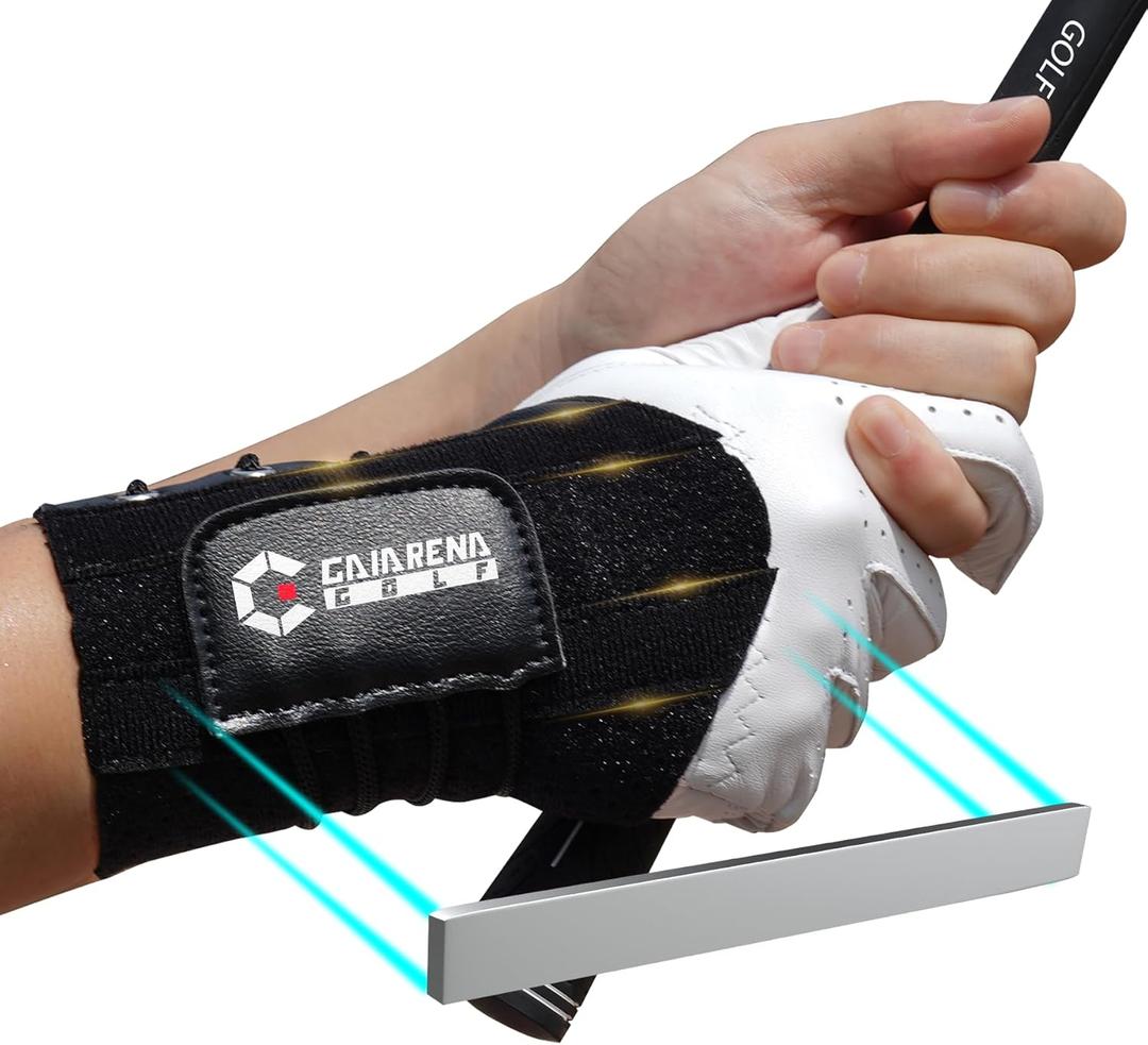 GAIARENA Golf Wrist Brace Wrist Hinge Swing Aid, Efficient Golf Swing Training Equipment to Correct Wrists Angle & Develop Muscle Memory for Beginner Golfers (Medium, Black [Left Handed Golfers])