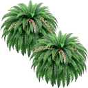2PCS 48"/128Leaves Artificial Boston Fern Bush, Large Artificial Ferns for Outdoors Look Real Fake Ferns, UV Resistant Faux Outdoor Plants, Faux Fern Vines for Home and Office Decor