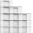 SEE SPRING X-Large Shoe Storage Box Fit Size 11, Clear Plastic Stackable Shoe Organizer for Closet, Space Saving Sneaker Shoe Rack Containers Bins Holders for Entryway, Under Bed, 12 Pack Clear (X-Large Fit Size 11)