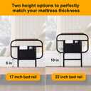 Bed Side Rail for Adjustable Bed, Screw Into Wooden Board Only, 17 inch Height for Mattress Less Than 10 Inches, 1 pc
