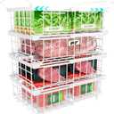 OPENICE Deep Freezer Organizer Bins, Expandable from 11.3 to 17.7 Stackable Freezer Baskets for Chest Freezer, Bins for Chest Freezer Organization - 4 PCS, White