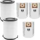 VF4000 Filter Replacement for Shop Vac Filters 5-20 Gallon Ridgid Vacuum Filter 6-9 Gallon Husky Vacuum, with 2 Filter 3 Pack VF3502 Bags