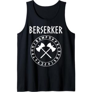 Viking Berserker with Runes Tank Top (Small, Black)