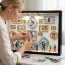 DIY Mini Museum Picture Frames Set, Museum of Us Silhouette Shadow Box with 15 Vintage Mini Frames & 10 Mini Figurines, Family Photo Memory Display Case for Anniversary, Wedding, Home Decor