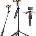 Aureday 72" Phone Tripod and Selfie Stick, Cell Phone Tripod Stand with Wireless Remote & Extendable Phone Mount for Travel/Selfie/Recording/Vlogging, Compatible with iPhone/Android/Camera