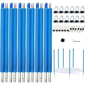 Universal Trampoline Replacement Enclosure Poles Come with Clamps, Screws and Bolts, Plactic Caps, Fits 6 Straight Poles Trampoline Frame