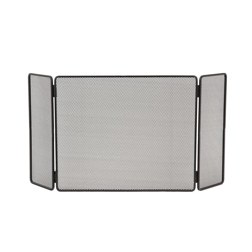 Steel Fireplace Screen 3 Panel Black | 50" W x 30" H 