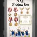 9x11 Shadow Box Frame with Shatter-Resistant Glass, Shadow Box Display Case with Soft Linen Back for Tabletop and Wall Display, Memory Box Display Case for Flower, Tickets, Magazine and 3D Items