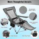 Yuntau Single Reclining Camping Chair with Removable Umbrella Folding Camp Chair for Outdoor(Grey)