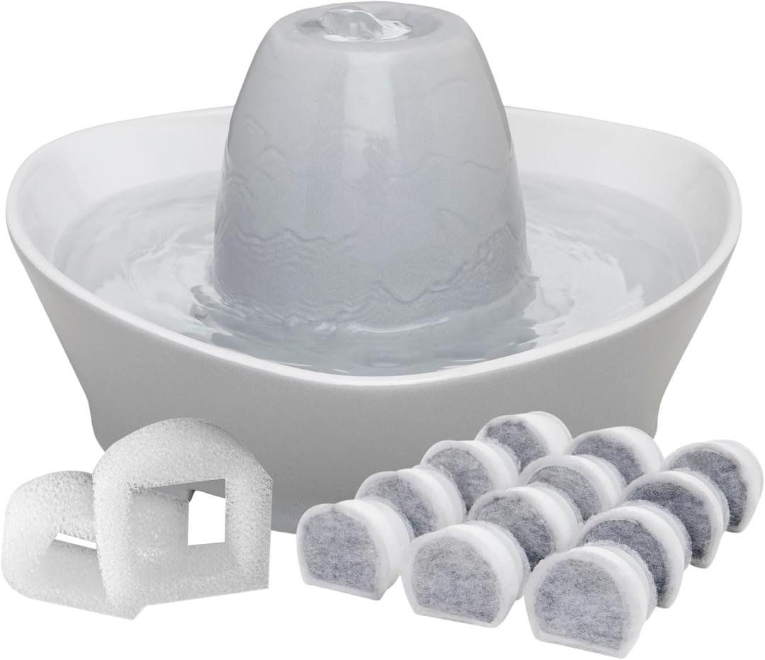 PetSafe Creekside Ceramic Pet Fountain, 60 Oz, Extra Filters