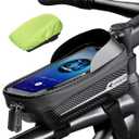 Bike Frame Bag Waterproof, 3D Eva Hard Shell, Bike Phone Holder, Bicycle Top Tube Bag, Cycling Pouch with Rain Cover, Bike Accessories for Phones Under 7"