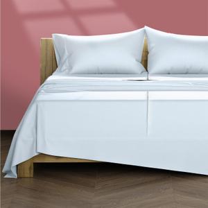 TEXAS LINEN CO. Egyptian Cotton Split King Sheet Set - Texan Talkin' Collection 600 Series 5 PC Sheets for Adjustable Bed, Extra Long Staple Sheets (Light Blue), Luxury Hotel 16" Deep Pocket Bedsheet