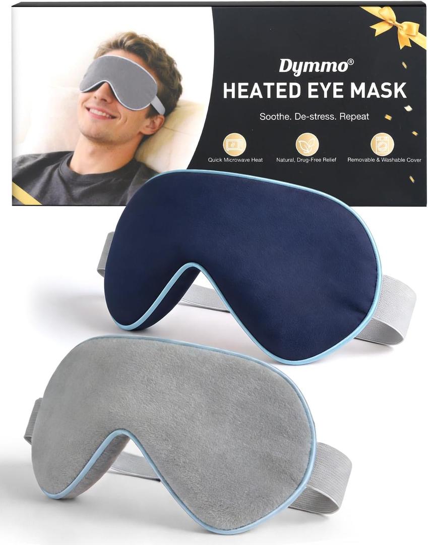 Dymmo Warm Compress for Eyes - Microwavable Eye Mask with Moist Heat Relief for Eye Comfort & Relaxation, Includes 2 Washable Covers & 1 Eye Heating Pad