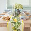 Spring Summer Lemon Table Runner, Fruits Kitchen Dining Table Decoration for Holidays, Yellow Lemons Leaves Flowers Farmhouse Table Decor Runners, 13X90IN