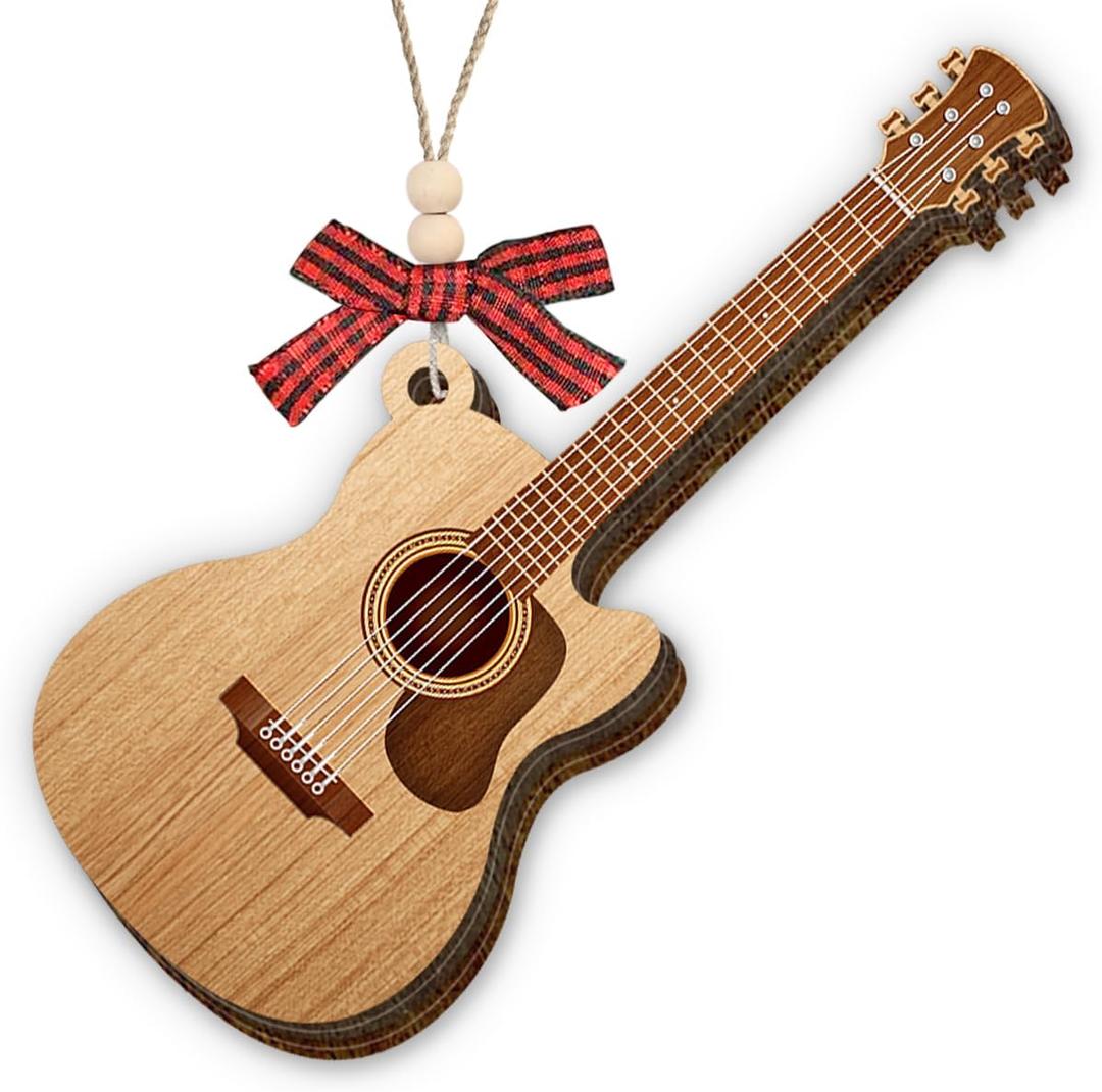 Acoustic Guitar Christmas Ornament 2025, Wooden Ornaments for Christmas Decorations, Acoustic Ornament for Him Her, Gifts for Guitar Players