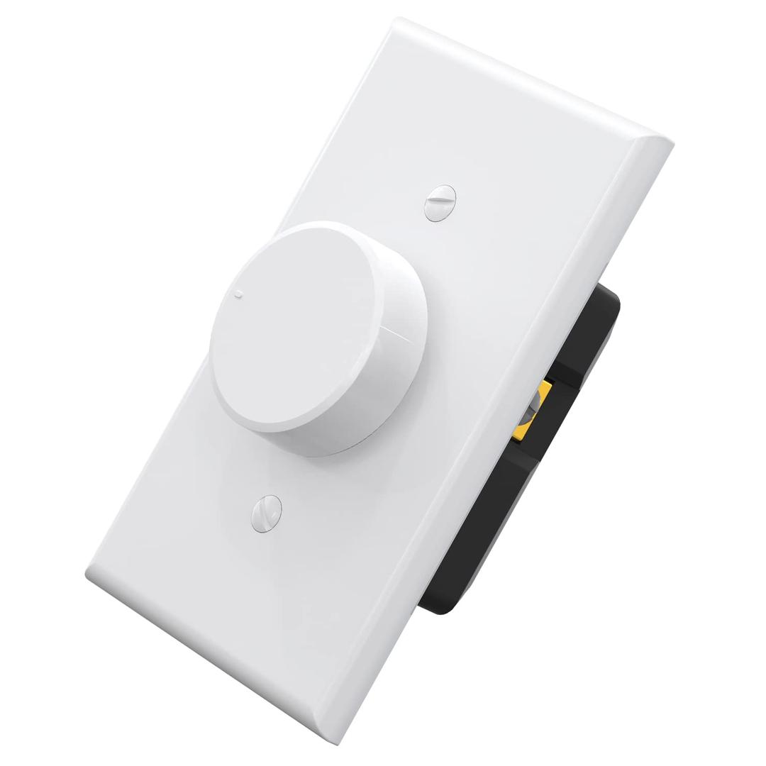 ELEGRP Digital Rotating Dimmer Switch for Dimmable LED, CFL and Incandescent Light Lamp Bulbs, Single Pole / 3-Way Rotary Dimmer Switch, Wall Plate Included, UL Listed (1 Pack, Matte White)
