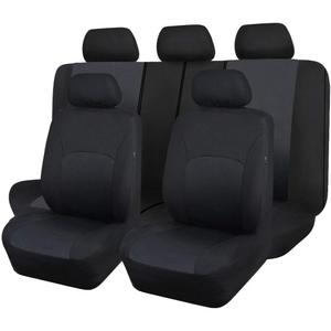 Flying Banner Car Seat Covers Set Front Seats and Rear Bench Polyester Cover Embossed Fabric Block Pattern Black