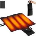 10000mAh Heated Seat Cushion Battery Operated - Foldable Portable USB Rechargeable Heating Seat Cushion for Office, Bleacher, Stadium, (Upgraded Black- Foldable)