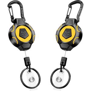 MNGARISTA 2-Pack Upgraded Retractable Keychain, 10 OZ Retraction, 31.5" Stainless Steel Cord, Heavy Duty Carabiner Badge Holder, ID Badge Reel with Badge Strap and Key Ring