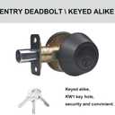 1 Side Keyed Deadbolt Lock,Single Cylinder Dead Bolt, Matte Black Round Exterior Keyed Front Entry Inside Door Deadbolt, 2 Pack