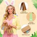 Tenceur 24 Pieces Mini Kraft Easter Gift Bags with Handle 4.72 x 3.94 x 2.36 Small Bunny Paper Treat Bags for Easter Party Favor Supplies Gifts Wrapping
