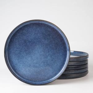 famiware Star Dinner Plates for 6, 10 inches Plate Set, Scratch Resistant, Stoneware Dinnerware, Kitchen Modern Rustic Serving Dishes, Nebulas Blue (Full Glaze)