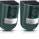 Qualirey Solar Sound and Light Alarm Motion Sensor 129db Outdoor Security Siren Waterproof Activated Detector Driveway Alarm 6 LEDs Flash Warning Deterrent Strobe System for Home, Farm(Green,2 Pack)