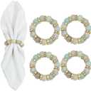 Napkin Rings Set of 4, Gemstone Beads Boho Napkins Ring Holder for Dinner Table Decoration Napkins Rings (Amazonite Stone)