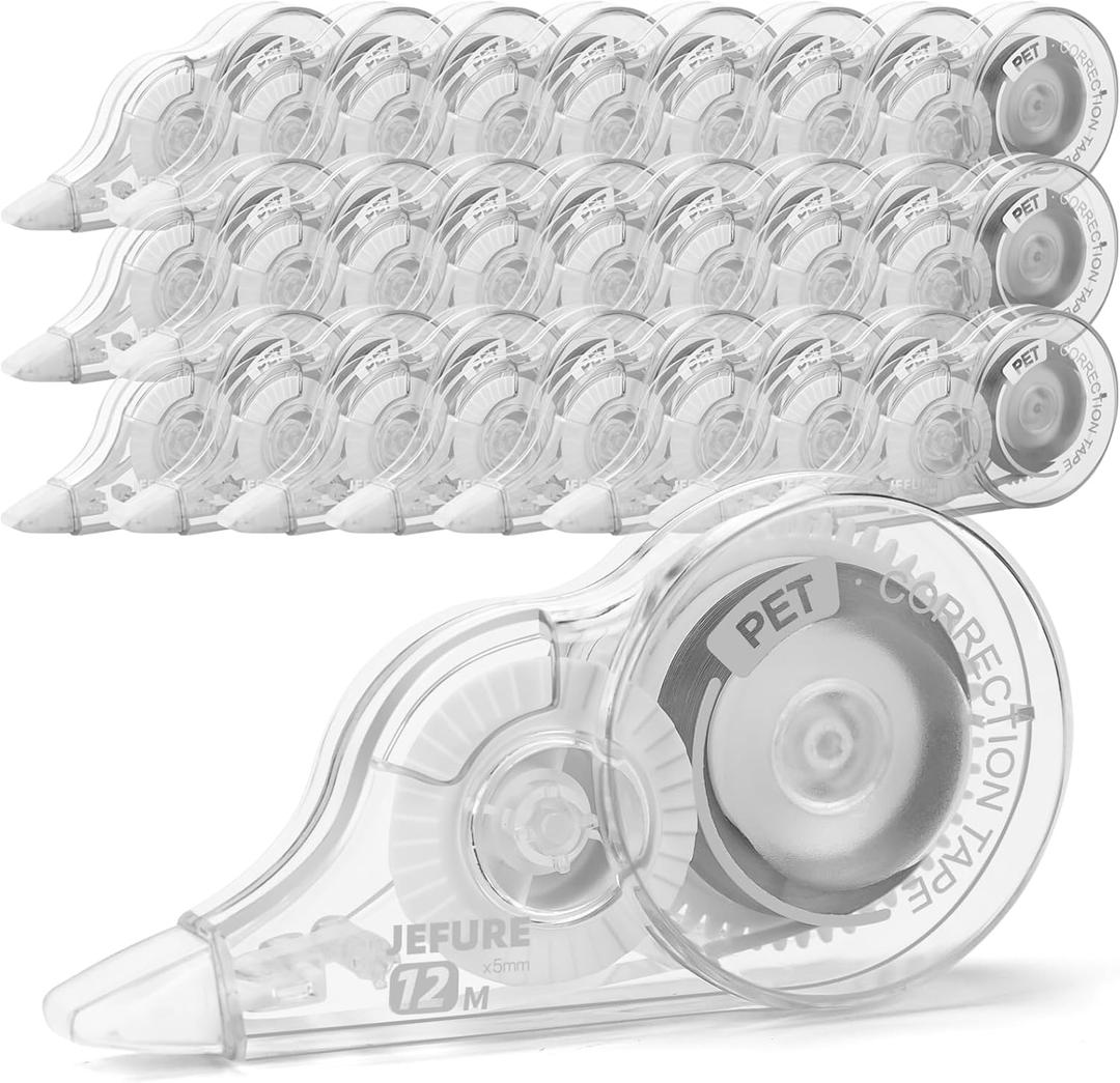 30 Pcs 39.4 Ft Correction Tape, Tear-Resistant Tape Bulk for School, Office, Note Taking, Journal (Tape Width 0.2 in, Clear) (1 Count (Pack of 30))