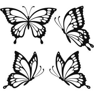 PoYang 4 Pieces Metal Butterfly Wall Decor - Butterflies Metal Wall Art for Living Room Dining Room Bedroom Bathroom Kitchen | Black | Lightweight | Cute and Modern | Easy to Install