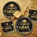 2 x 2026 Graduation Decorations : Black and Gold 9" Paper Plates and Napkins Set (20-Pack) – Class of 2026 Disposable Graduation Party Supplies and Table Decorations