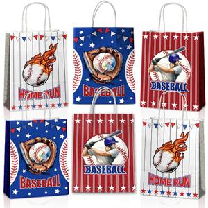 JOYGATHER 24 Pcs Baseball Goodie Bags with Handles, Baseball Party Favors Gift Candy Treat Snack Paper Bags with 3 Different Types for Birthday Party Supplies Decorations