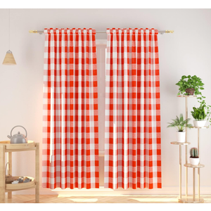 Buffalo Check Cotton Curtains 84 inch Length Kitchen Living Room Bedroom Red and White Gingham Plaid Window Curtain Panels Basement Drapes 2 Panels Rod Pocket Window Treatment Set, Size: 52"W x 84"L (Pack of 2), Color: Plaids Red & white