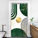 KOMLLEX Green Boho Shower Curtain for Bathroom Decor 36Wx72H Inches Modern Minimalist Abstract Mid Century Gold Leaves Sun Geometric Plant Aesthetic Chic Fabric Waterproof Polyester 7 Pack Hooks